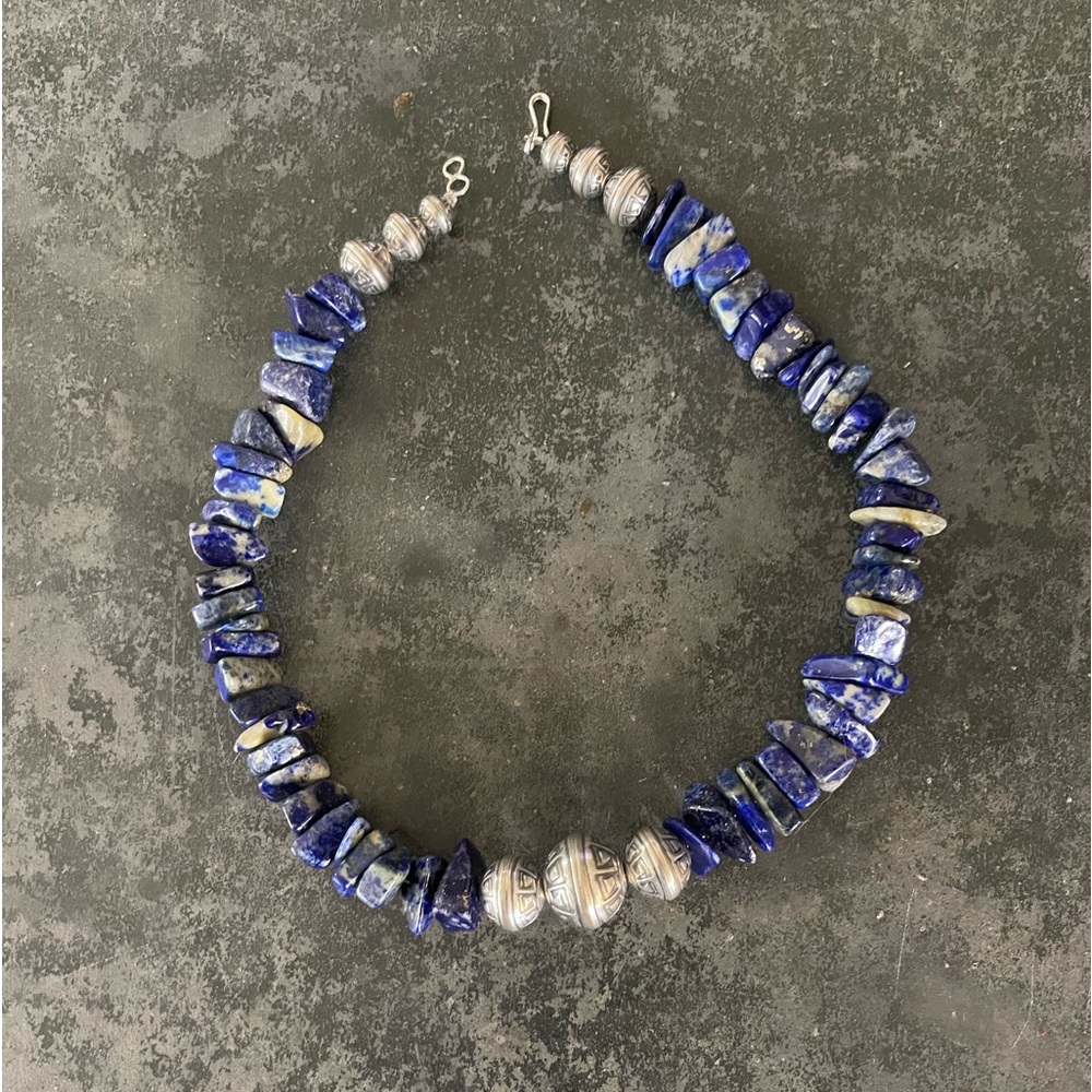Hand Crafted Unique Earth One of a Kind Lapis Lazuli & Sterling Silver Choker